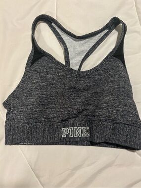 PINK Victoria's Secret Dark Heather Gray Racerback Sports Bra Size Medium
